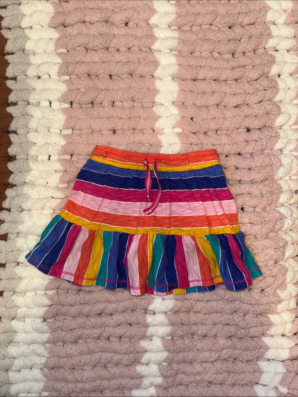 Cat & Jack Rainbow Stripe Ruffle Skirt - Pink, Orange, Yellow, Blue, Green
